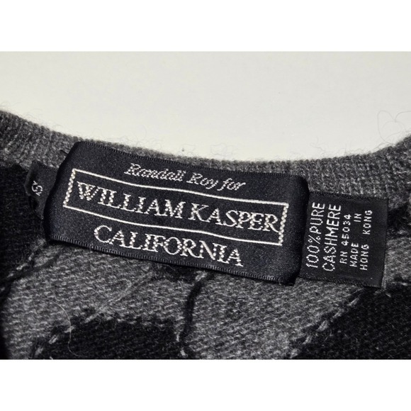 William Kasper Giraffe Print Cashmere Sweater Gray Black Women's M Randall Roy - Picture 2 of 5